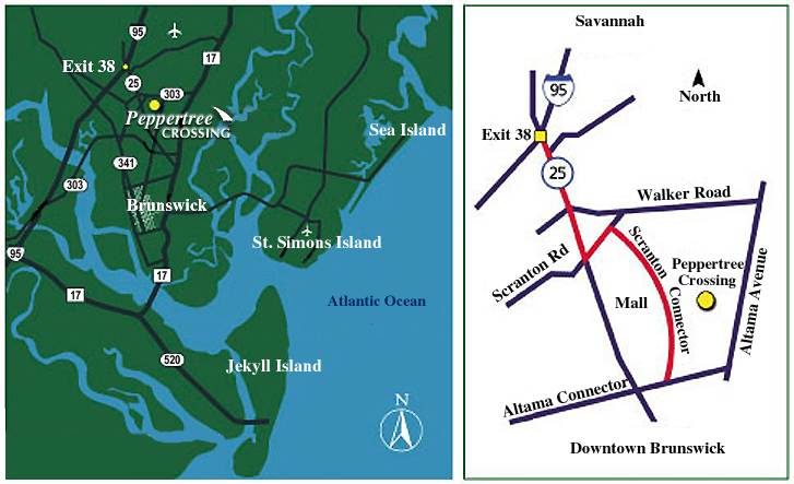 Peppertree Crossing enjoys an ideal location in the heart of Brunswick and the Golden Isles, with easy access to health care, shopping and dining.
